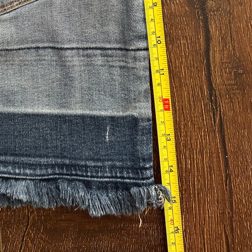 J BRAND Lela Drift Dipped Indigo Pencil Frayed Stretch Denim Jeans Skirt 24